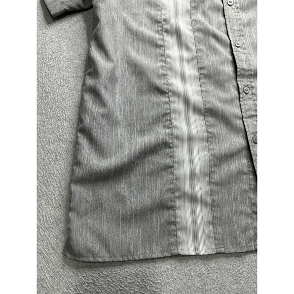 Haggar Shirt Mens XL Gray Short Sleeve Button Up Camp Performance Casual Poly - Picture 6 of 10